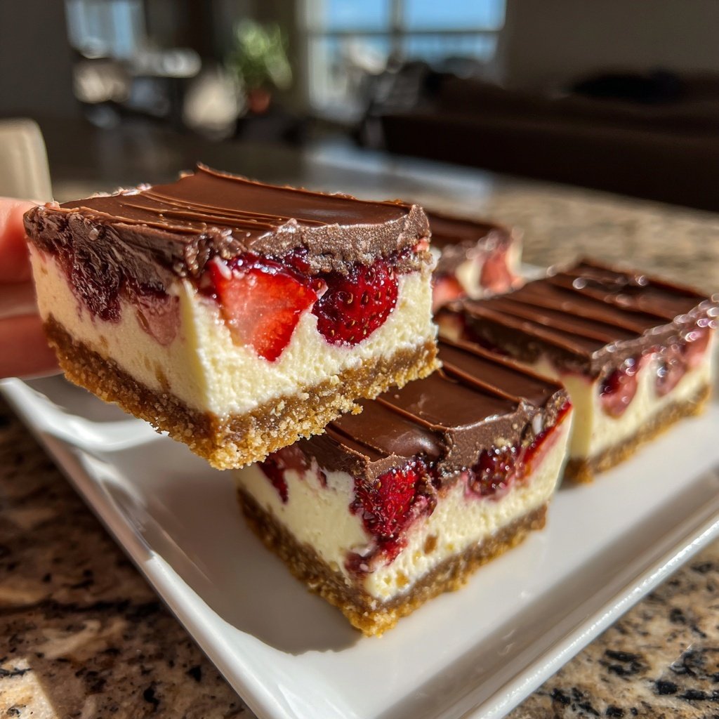 Chocolate Strawberry Cheesecake Bars