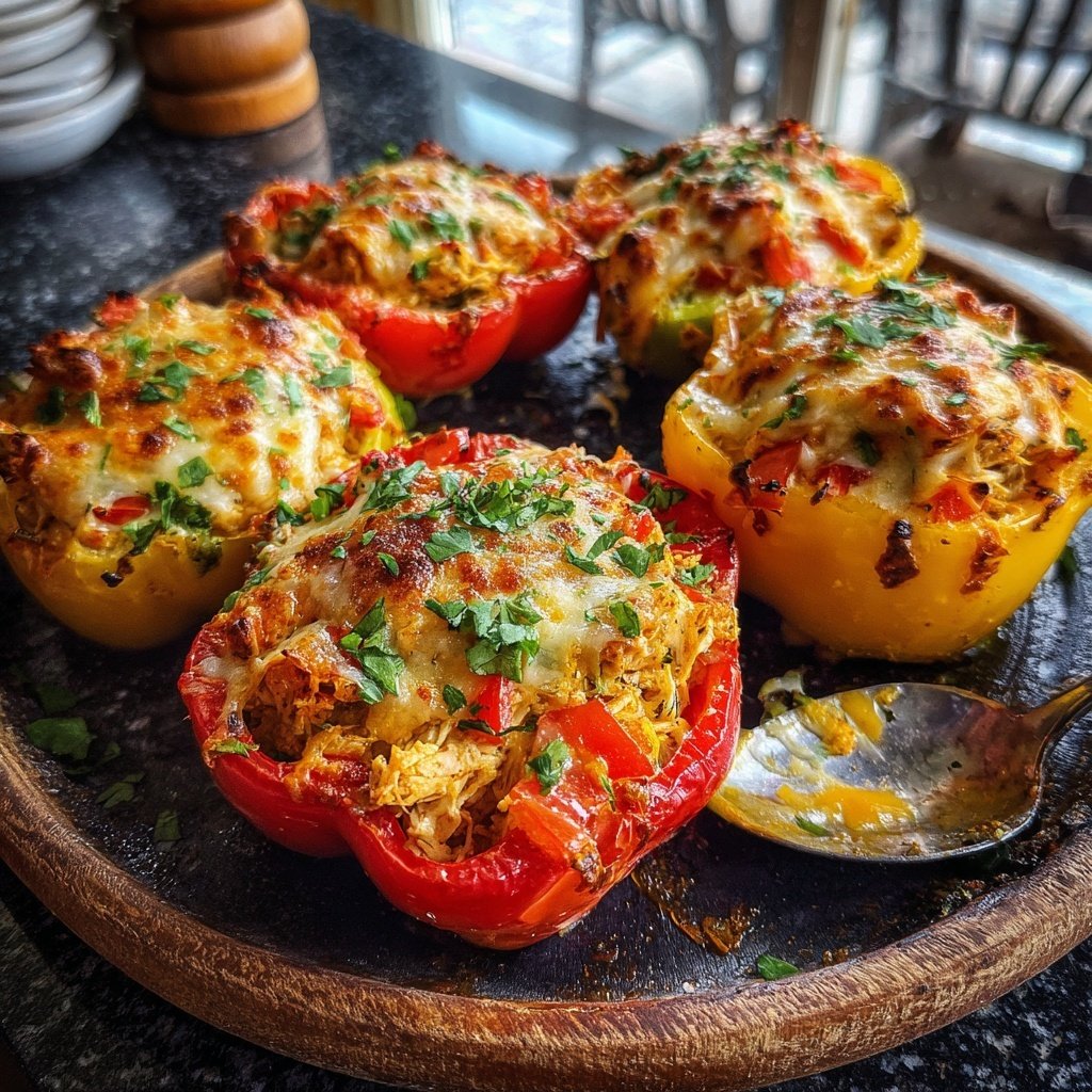 Shredded Chicken Stuffed Bell Peppers