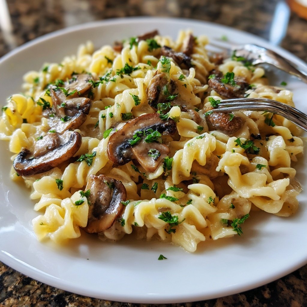 Valentine Dinner Creamy Mushroom Pasta