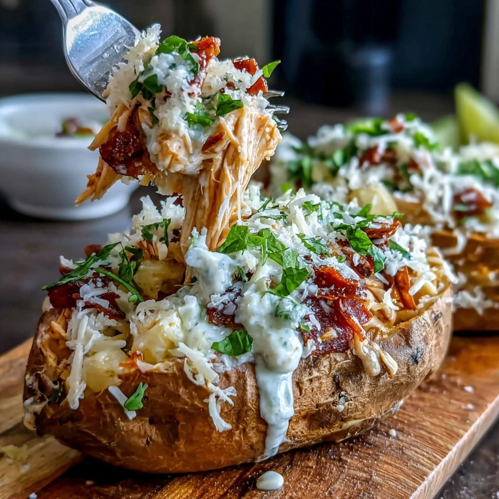 Shredded Chicken Stuffed Sweet Potatoes