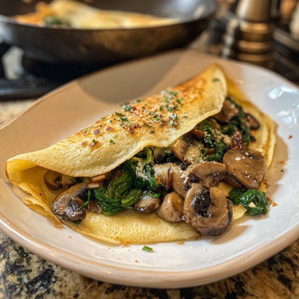 Valentine Dinner Spinach Mushroom Crepes