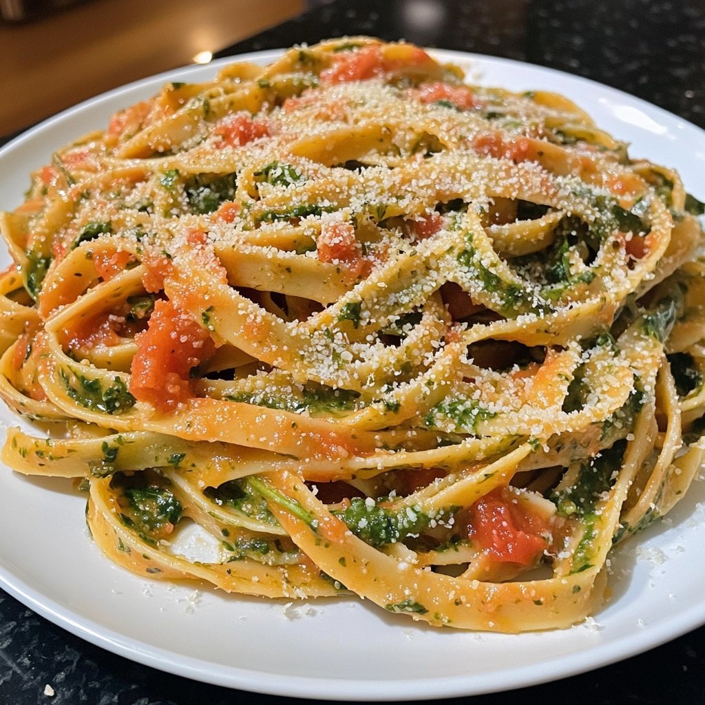 Delicious Spinach Tomato Pasta