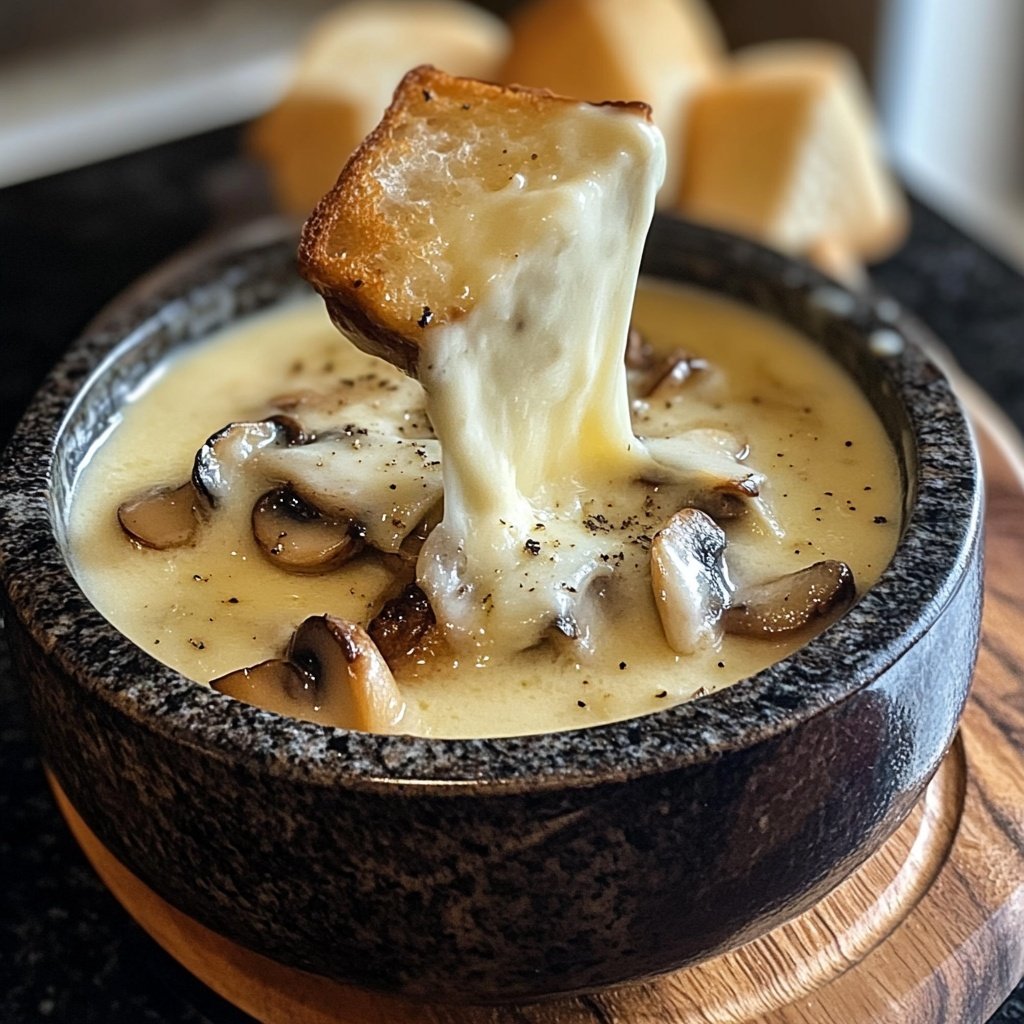 Fondue with Gruyere and Mushrooms