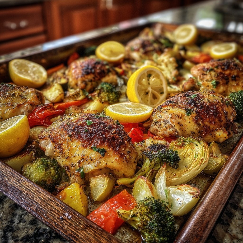 Healthy Sheet Pan Lemon Chicken Dinner
