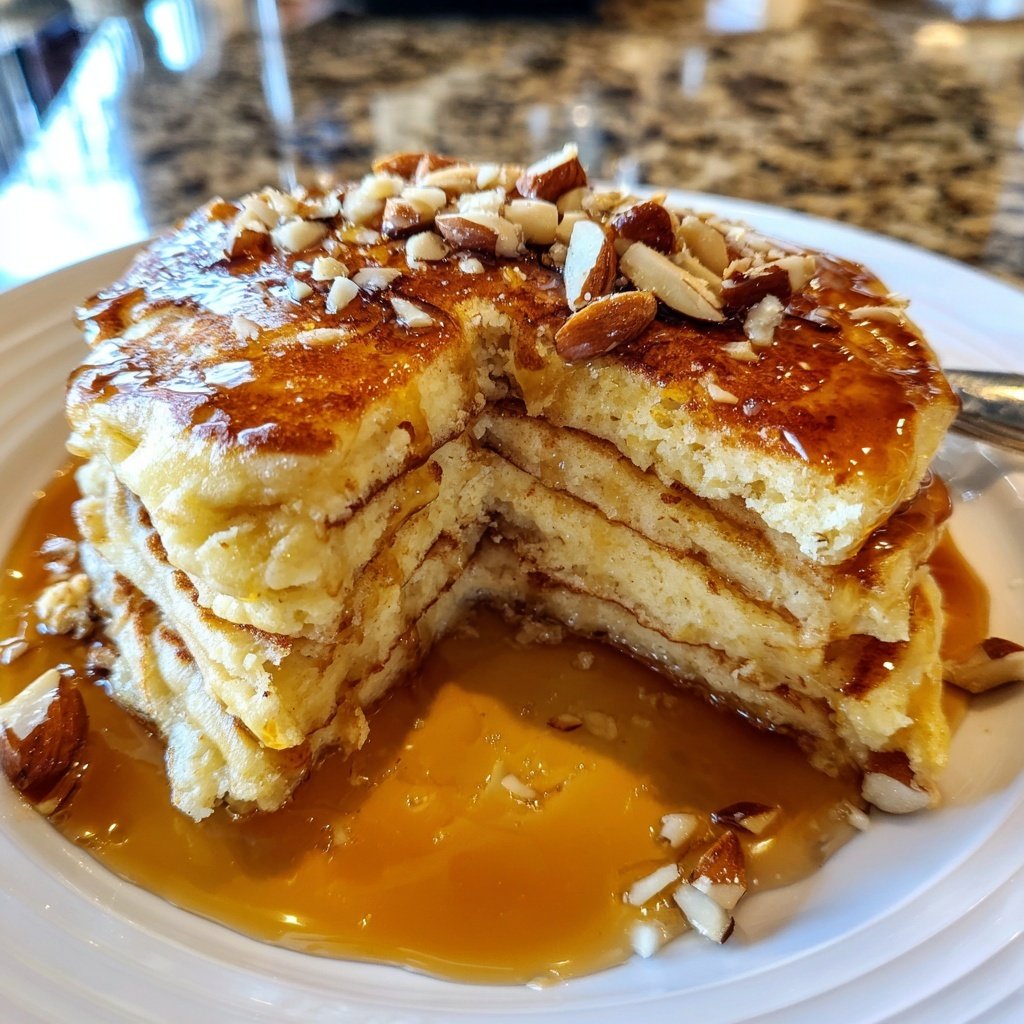 Valentines Breakfast Vanilla Almond Pancakes
